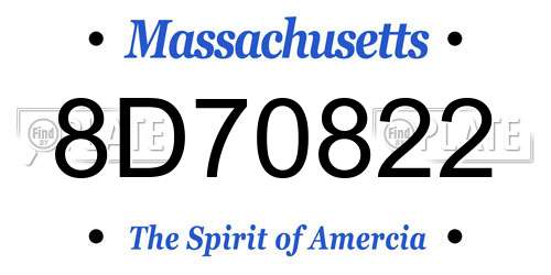 8D70822 Massachusetts License Plate