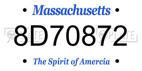 8D70872 Massachusetts License Plate