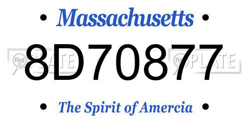 8D70877 Massachusetts License Plate