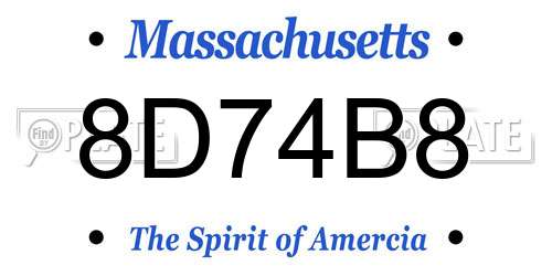 8D74B8 Massachusetts License Plate