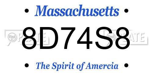 8D74S8 Massachusetts License Plate