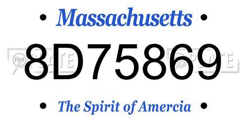 8D75869 Massachusetts License Plate