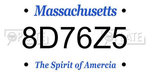 8D76Z5 Massachusetts License Plate