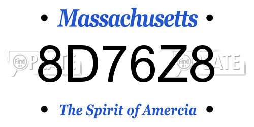 8D76Z8 Massachusetts License Plate