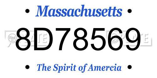 8D78569 Massachusetts License Plate