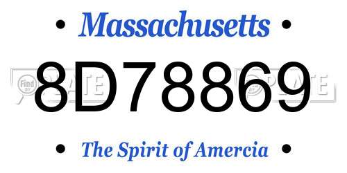 8D78869 Massachusetts License Plate