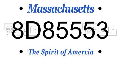 8D85553 Massachusetts License Plate
