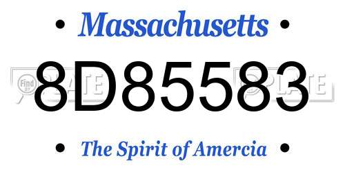 8D85583 Massachusetts License Plate