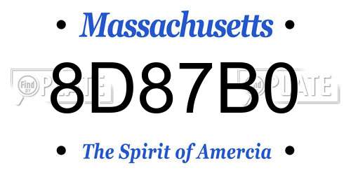 8D87B0 Massachusetts License Plate
