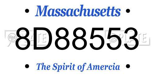 8D88553 Massachusetts License Plate