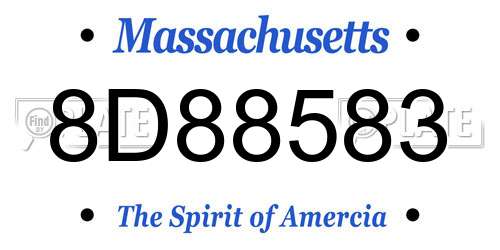 8D88583 Massachusetts License Plate