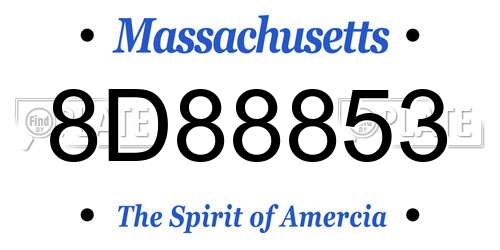 8D88853 Massachusetts License Plate