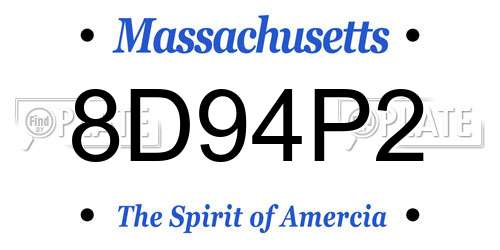 8D94P2 Massachusetts License Plate