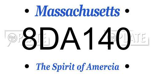 8DA140 Massachusetts License Plate