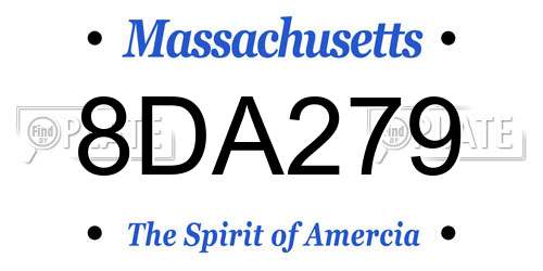 8DA279 Massachusetts License Plate