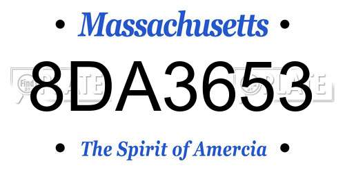 8DA3653 Massachusetts License Plate