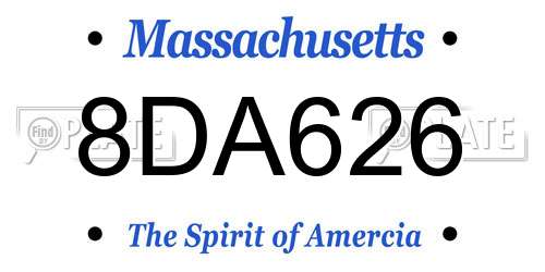 8DA626 Massachusetts License Plate