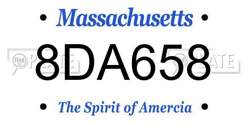 8DA658 Massachusetts License Plate