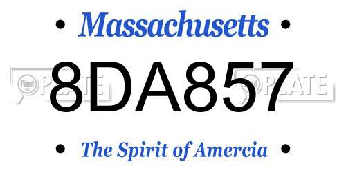 8DA857 Massachusetts License Plate