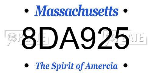 8DA925 Massachusetts License Plate