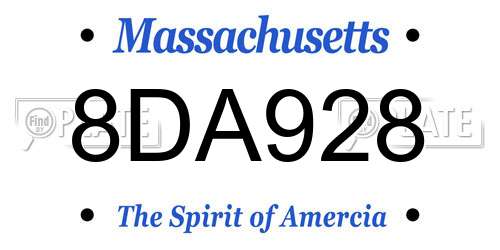 8DA928 Massachusetts License Plate