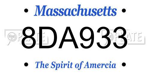 8DA933 Massachusetts License Plate