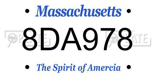 8DA978 Massachusetts License Plate