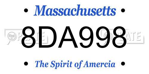 8DA998 Massachusetts License Plate