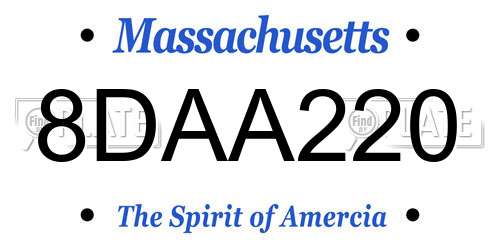 8DAA220 Massachusetts License Plate