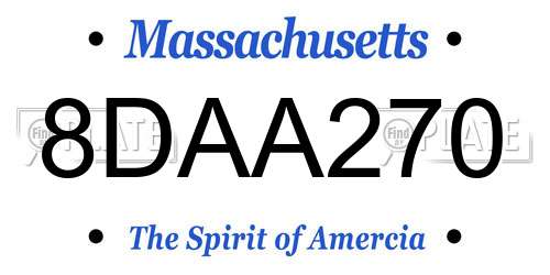 8DAA270 Massachusetts License Plate