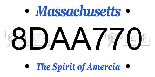 8DAA770 Massachusetts License Plate