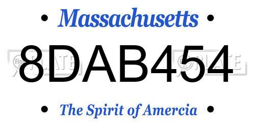 8DAB454 Massachusetts License Plate
