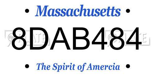 8DAB484 Massachusetts License Plate