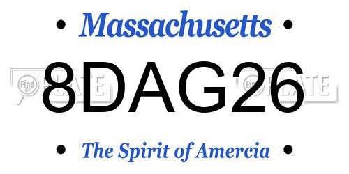 8DAG26 Massachusetts License Plate
