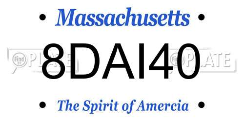 8DAI40 Massachusetts License Plate