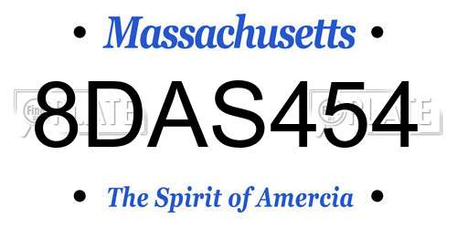 8DAS454 Massachusetts License Plate