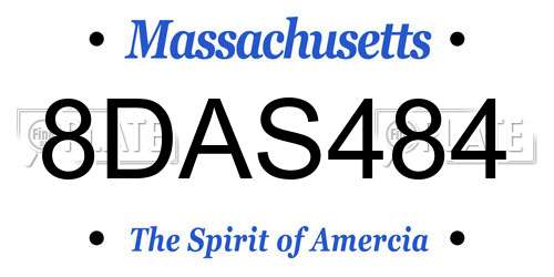 8DAS484 Massachusetts License Plate