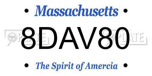 8DAV80 Massachusetts License Plate