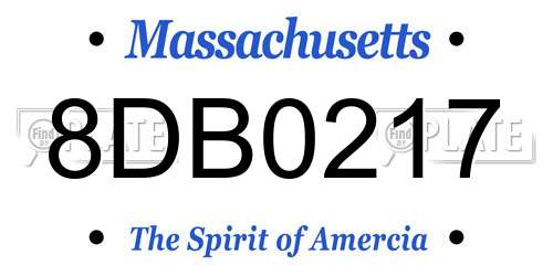 8DB0217 Massachusetts License Plate