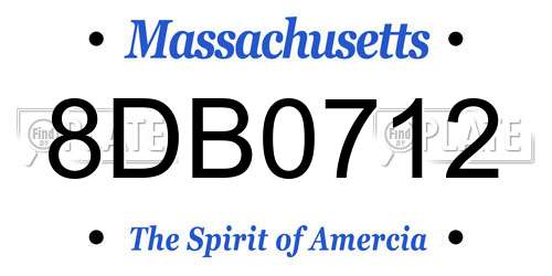 8DB0712 Massachusetts License Plate