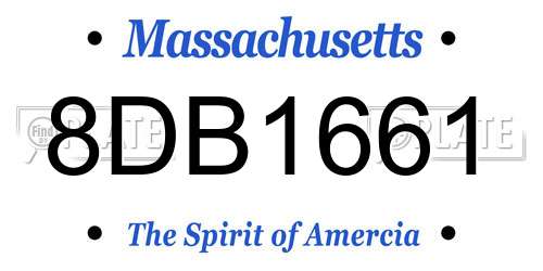 8DB1661 Massachusetts License Plate