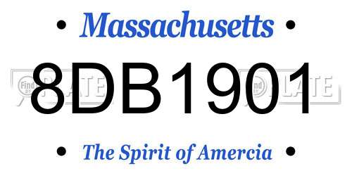 8DB1901 Massachusetts License Plate