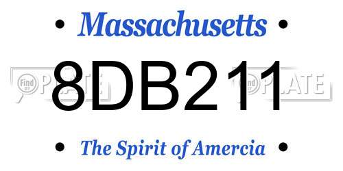 8DB211 Massachusetts License Plate