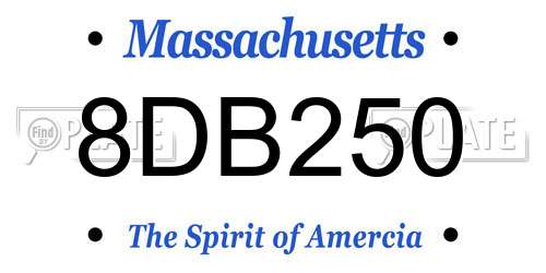 8DB250 Massachusetts License Plate