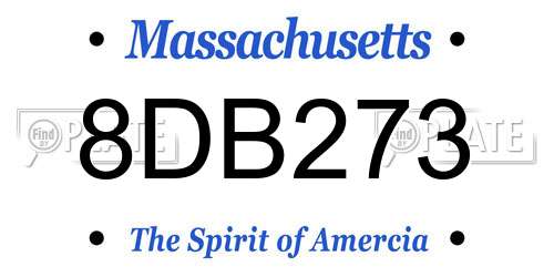 8DB273 Massachusetts License Plate