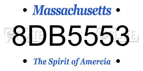 8DB5553 Massachusetts License Plate