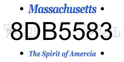 8DB5583 Massachusetts License Plate