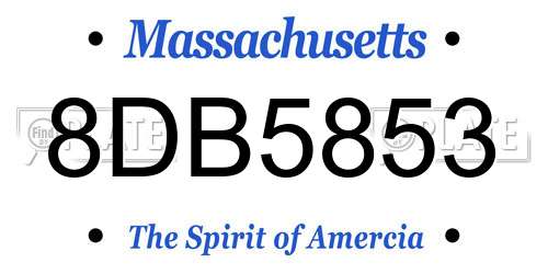 8DB5853 Massachusetts License Plate