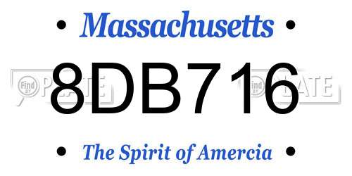 8DB716 Massachusetts License Plate