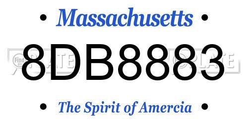 8DB8883 Massachusetts License Plate